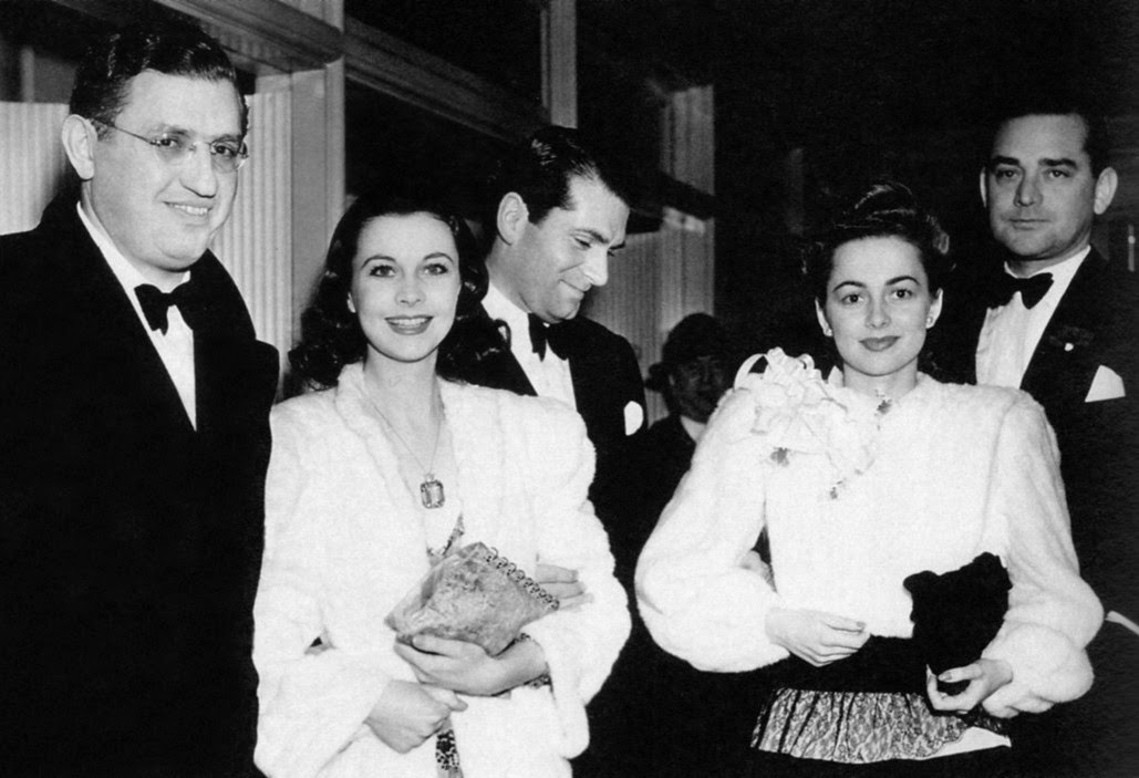 David O. Selznick, Vivien Leigh, Laurence Olivier, Olivia de Havilland and Jock Whitney arriving at the 1940 Academy Awards.