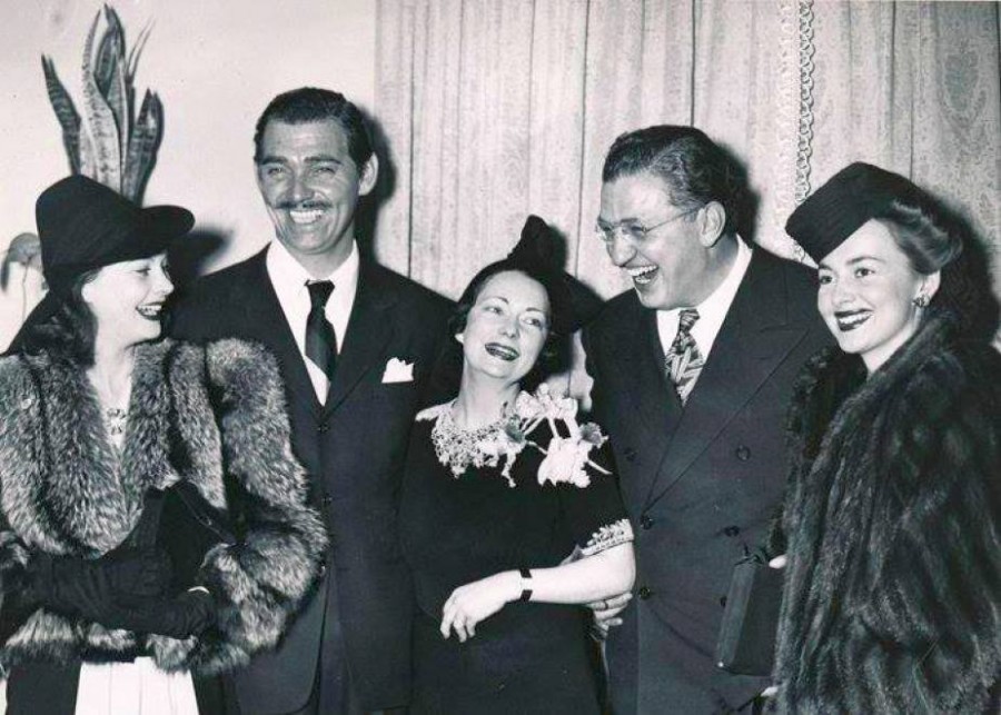 Vivien Leigh, Clark Gable, Margaret Mitchell, David O. Selznick and Olivia De Havilland at the 1939 premiere of Gone with the Wind.