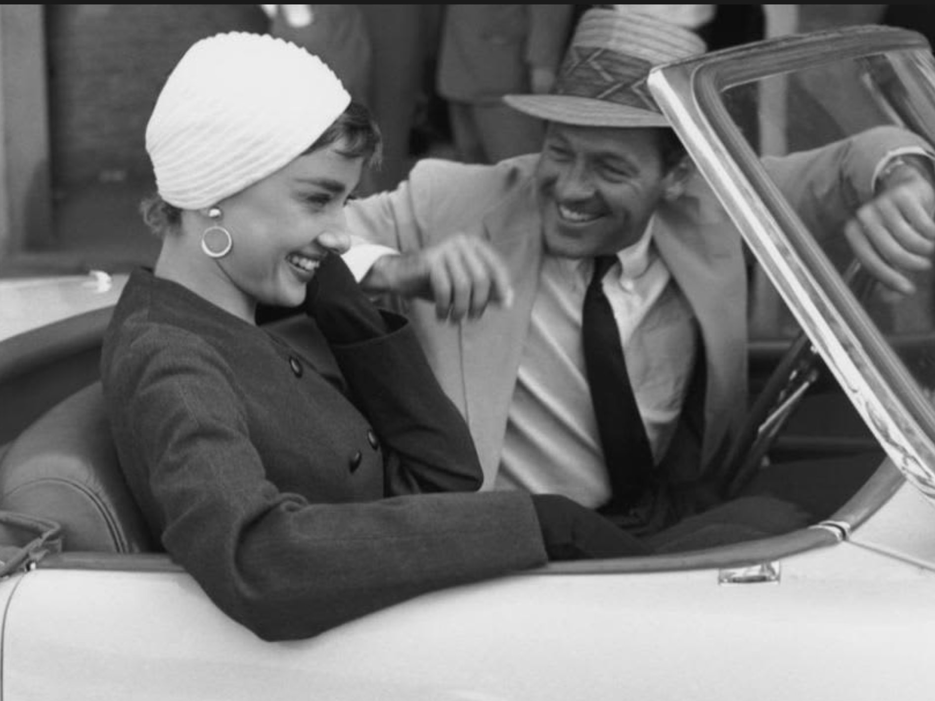 Hepburn and Holden on the set of Sabrina.