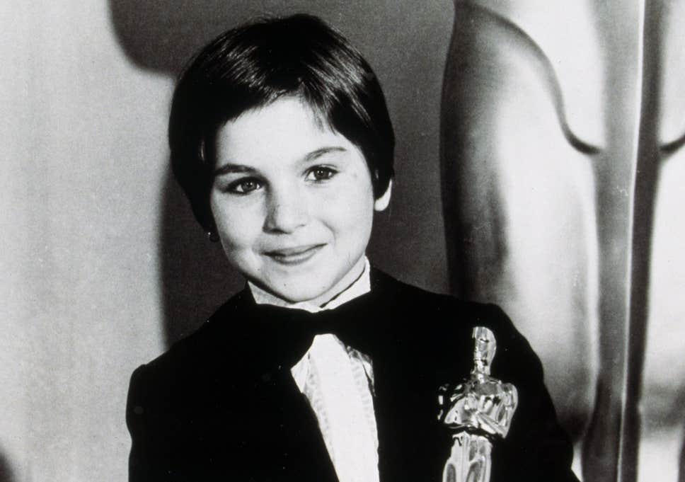 Tatum O'Neal with her Academy Award in 1974.